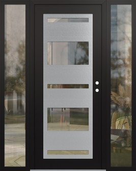 Diamond C10 60" x 80" black/black clear Glass Panel stainless steel LHI with 2 Sidelites clear Glass