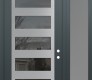 Modern Steel Front Door Diamond C9 48" x 96" anthracite/anthracite mirrored Glass Panel stainless steel LHI with Sidelite and Transom frosted Glass