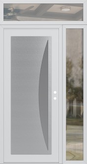 Diamond C13 48" x 96" white/white frosted Glass Panel stainless steel LHI with Sidelite and Transom clear Glass