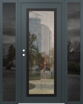 Diamond C1 68" x 80" anthracite/anthracite clear Glass Panel black RHI with 2 Sidelites mirrored Glass