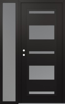 Diamond C10 52" x 80" black/white frosted Glass Panel black RHI with Sidelite frosted Glass