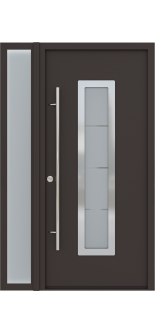 MODERN FRONT STEEL DOOR ARGOS BROWN/WHITE 49 1/4" X 81 11/16" RHI + SIDELITE LEFT