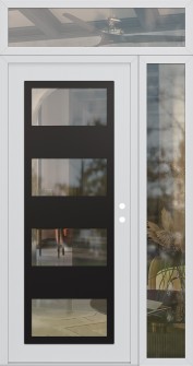 Diamond C2 48" x 96" white/white clear Glass Panel black LHI with Sidelite and Transom clear Glass