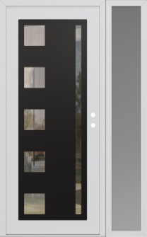 Diamond C3 52" x 80" white/white clear Glass Panel black LHI with Sidelite frosted Glass