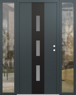 DIAMOND A7 68" X 80" ANTHRACITE/ANTHRACITE FROSTED GLASS PANEL BLACK LHI WITH 2 SIDELITES CLEAR GLASS