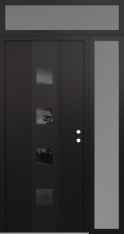 DIAMOND A12 52" X 96" BLACK/BLACK MIRRORED GLASS PANEL BLACK LHI WITH SIDELITE AND TRANSOM FROSTED GLASS