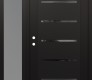 Modern Steel Front Door Diamond C11 52" x 80" black/black mirrored Glass Panel black RHI with Sidelite frosted Glass