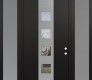 DIAMOND A13 60" X 96" BLACK/BLACK CLEAR GLASS PANEL STAINLESS STEEL RHI WITH 2 SIDELITES AND TRANSOM FROSTED GLASS