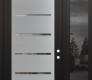 Modern Steel Front Door Diamond C11 52" x 96" black/black clear Glass Panel stainless steel LHI with Sidelite and Transom mirrored Glass