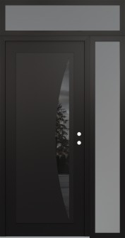 Diamond C13 52" x 96" black/black mirrored Glass Panel black LHI with Sidelite and Transom frosted Glass