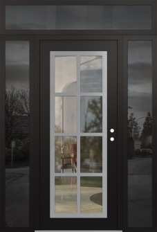 Diamond C16 60" x 96" black/black clear Glass Panel stainless steel LHI with 2 Sidelites and Transom mirrored Glass
