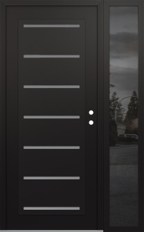 Diamond C11 52" x 80" black/white frosted Glass Panel black LHI with Sidelite mirrored Glass