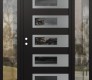 Modern Steel Front Door Diamond D3 60" x 80" black/black mirrored Glass Panel stainless steel RHI with 2 Sidelites clear Glass