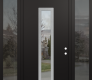 DIAMOND A11 64" X 96" BLACK/BLACK CLEAR GLASS PANEL STAINLESS STEEL RHI WITH 2 SIDELITES AND TRANSOM MIRRORED GLASS