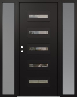 Diamond D4 64" x 80" black/black clear Glass Panel black RHI with 2 Sidelites frosted Glass