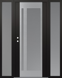 Diamond C15 60" x 80" black/white frosted Glass Panel stainless steel RHI with 2 Sidelites frosted Glass