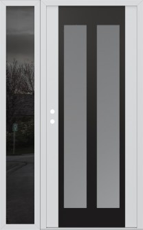Diamond C14 52" x 80" white/white frosted Glass Panel black RHI with Sidelite mirrored Glass