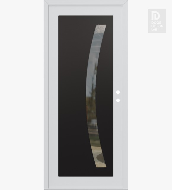 Modern Steel Front Door Diamond C4 36" x 80" white/white clear Glass Panel black LHI