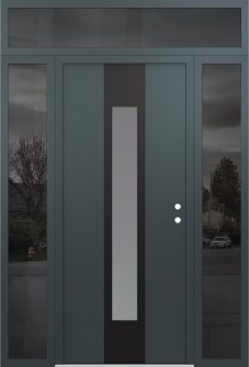 DIAMOND A1 60" X 96" ANTHRACITE/ANTHRACITE FROSTED GLASS PANEL BLACK LHI WITH 2 SIDELITES AND TRANSOM MIRRORED GLASS