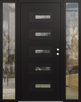 Diamond D6 64" x 80" black/black clear Glass Panel black LHI with 2 Sidelites clear Glass