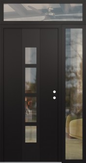 DIAMOND A10 50" X 96" BLACK/BLACK CLEAR GLASS PANEL BLACK LHI WITH SIDELITE AND TRANSOM CLEAR GLASS