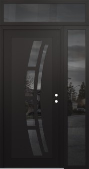 Diamond C12 52" x 96" black/black mirrored Glass Panel black LHI with Sidelite and Transom mirrored Glass