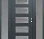 Modern Steel Front Door Diamond D4 68" x 80" anthracite/anthracite frosted Glass Panel stainless steel LHI with 2 Sidelites frosted Glass
