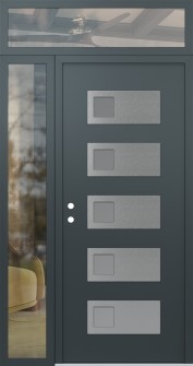 Diamond D2 50" x 96" anthracite/anthracite frosted Glass Panel stainless steel RHI with Sidelite and Transom clear Glass