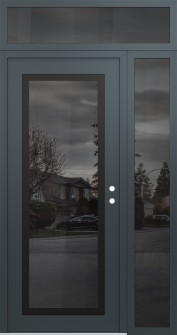 Diamond C1 50" x 96" anthracite/anthracite mirrored Glass Panel black LHI with Sidelite and Transom mirrored Glass