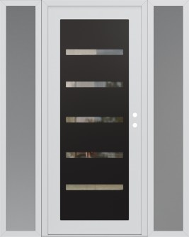 Diamond C7 64" x 80" white/white clear Glass Panel black LHI with 2 Sidelites frosted Glass