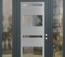 Modern Steel Front Door Diamond C10 60" x 96" anthracite/anthracite clear Glass Panel stainless steel LHI with 2 Sidelites and Transom clear Glass