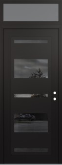 Diamond C10 36" x 96" black/black mirrored Glass Panel black LHI with Transom frosted Glass