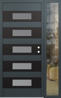 Diamond D5 50" x 80" anthracite/anthracite frosted Glass Panel black LHI with Sidelite clear Glass