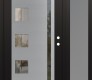 Modern Steel Front Door Diamond C3 48" x 80" black/black clear Glass Panel stainless steel LHI with Sidelite frosted Glass
