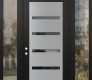 Modern Steel Front Door Diamond C7 60" x 96" black/black mirrored Glass Panel stainless steel RHI with 2 Sidelites and Transom clear Glass