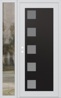 Diamond C5 50" x 80" white/white frosted Glass Panel black RHI with Sidelite clear Glass