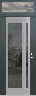 Diamond C15 36" x 96" anthracite/anthracite mirrored Glass Panel stainless steel LHI with Transom clear Glass