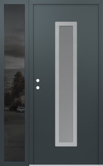 DIAMOND A11 52" X 80" ANTHRACITE/ANTHRACITE FROSTED GLASS PANEL STAINLESS STEEL RHI WITH SIDELITE MIRRORED GLASS