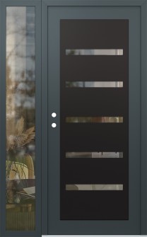 Diamond C7 48" x 80" anthracite/anthracite clear Glass Panel black RHI with Sidelite clear Glass