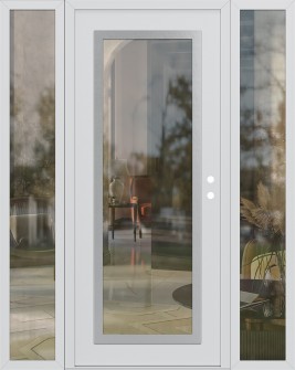 Diamond C1 60" x 80" white/white clear Glass Panel stainless steel LHI with 2 Sidelites clear Glass