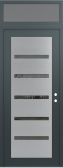 Diamond C7 36" x 96" anthracite/anthracite mirrored Glass Panel stainless steel LHI with Transom frosted Glass