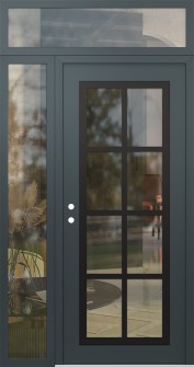 Diamond C16 50" x 96" anthracite/anthracite clear Glass Panel black RHI with Sidelite and Transom clear Glass