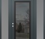 Modern Steel Front Door Diamond C1 64" x 96" anthracite/anthracite mirrored Glass Panel black RHI with 2 Sidelites and Transom frosted Glass