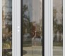 Modern Steel Front Door Diamond C1 64" x 80" white/white clear Glass Panel black RHI with 2 Sidelites clear Glass