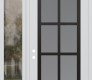 Modern Steel Front Door Diamond C16 48" x 96" white/white frosted Glass Panel black RHI with Sidelite and Transom clear Glass