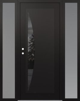 Diamond C13 60" x 80" black/black mirrored Glass Panel black RHI with 2 Sidelites frosted Glass