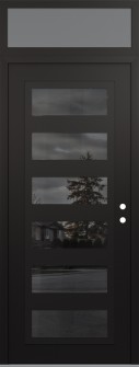 Diamond C9 36" x 96" black/black mirrored Glass Panel black LHI with Transom frosted Glass