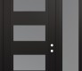 Modern Steel Front Door Diamond C2 50" x 96" black/white frosted Glass Panel black LHI with Sidelite and Transom frosted Glass