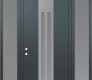 Modern Steel Front Door DIAMOND A8 68" X 96" ANTHRACITE/ANTHRACITE FROSTED GLASS PANEL STAINLESS STEEL RHI WITH 2 SIDELITES AND TRANSOM FROSTED GLASS