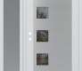 Modern Steel Front Door Diamond C5 48" x 80" white/white clear Glass Panel stainless steel RHI with Sidelite frosted Glass